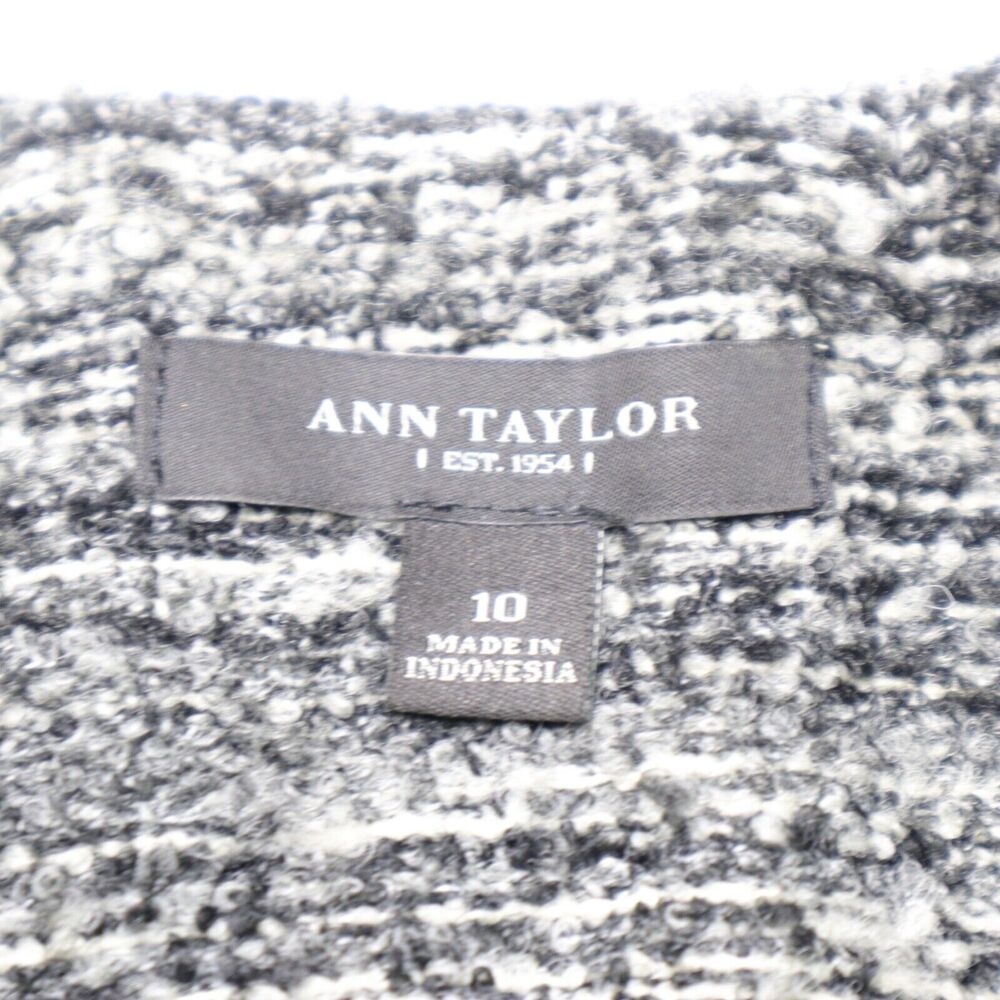 Ann Taylor Size 10 Boucle Wool Blend Moto Jacket Gray Heather - Picture 11 of 11